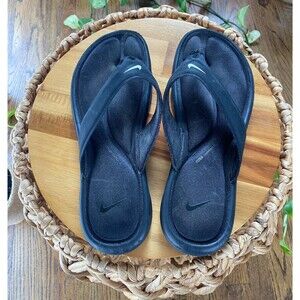 Nike Comfort Footbed Thong Flip-Flops Sandals Black Womens US 9 -- RETIRED STYLE
